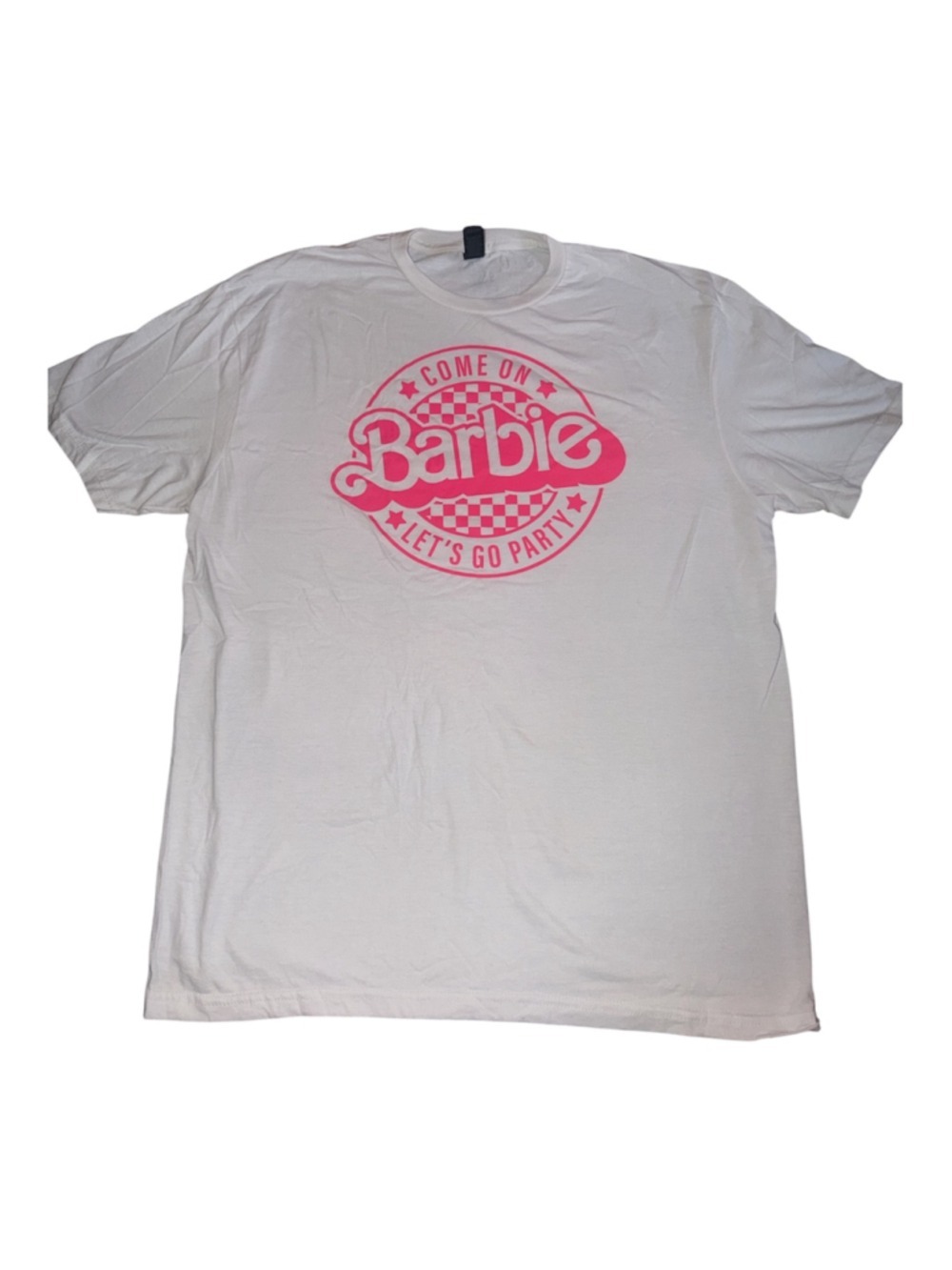 Barbie "Come On Barbie Let's Go Party" Graphic T-Shirt - White / Pink Size Large